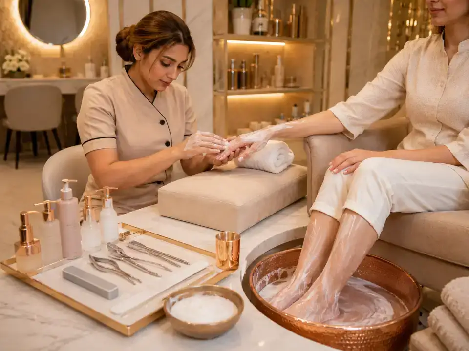 Manicure & Pedicure Whitening treatment at Fayna's Beauty Studio Islamabad