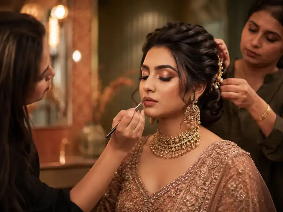 Makeup with Hairdo Bridal (with Services) treatment at Fayna's Beauty Studio Islamabad
