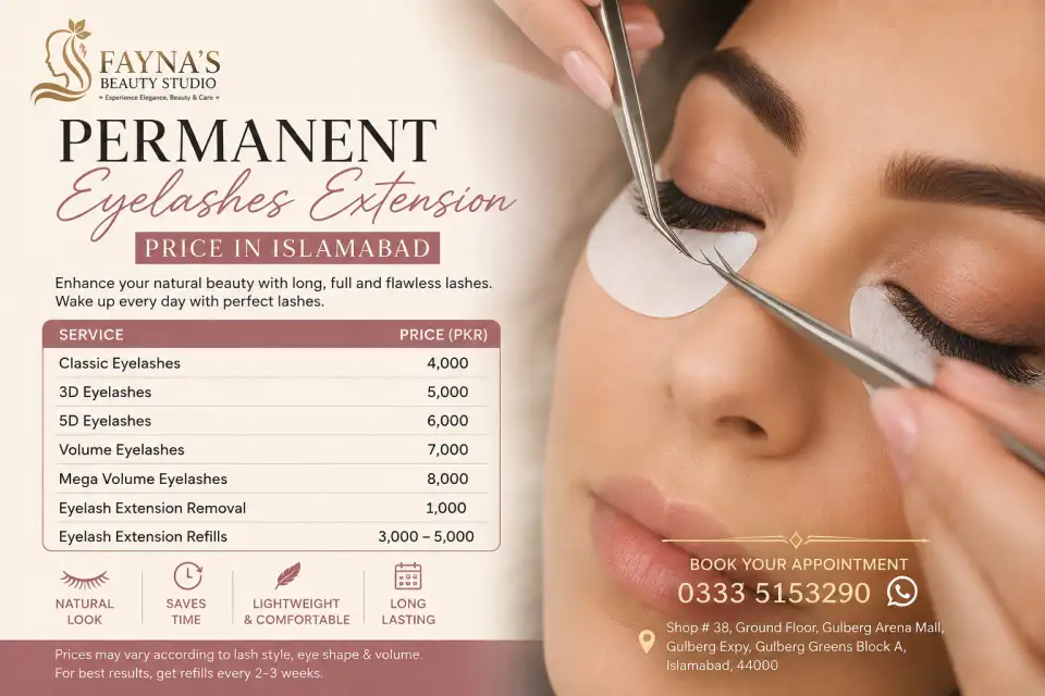 Permanent Eyelashes Extension Price in Gulberg Green Arena Mall Islamabad